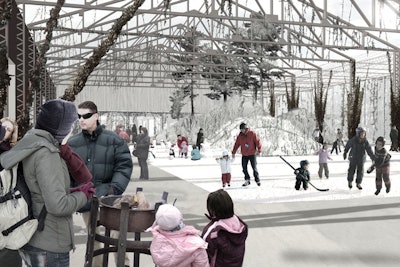 Corporate groups can book the skating trail at Evergreen Brick Works for private functions as of December 18.