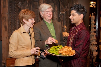 Star of Siam, a nearby Asian restaurant, provided hors d'oeuvres. Servers sported traditional Indian attire.
