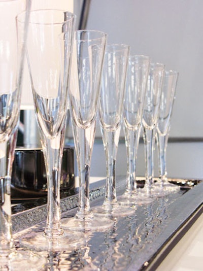 Toasting glasses, 85 cents, available in Southern California from Town & Country Event Rentals