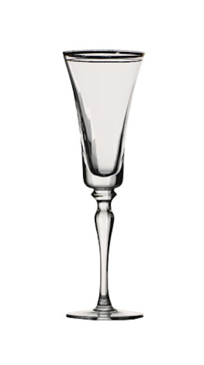 Bella gold champagne flute, $1.95, available in New York from Something Different Party Rental