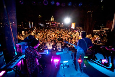 The live concert attracted nearly 2,000 people, many of whom attended the Jon Stewart and Stephen Colbert rally earlier in the day.