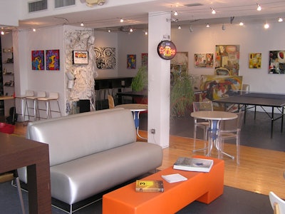 Blank Space Gallery and Lounge has a small café serving coffee, soda, beer, and wine, but full-service caterers are welcome for events.