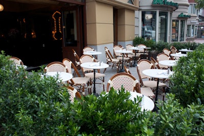 The seasonal patio overlooks Boylston Street and seats 30.