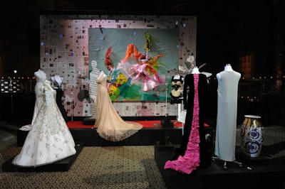 Each of the vignettes was designed to highlight WWD and the auction items created by fashion houses, including Chanel, Oscar de la Renta, Gucci, and Tom Ford.