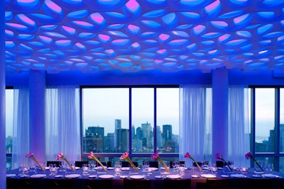 The Trump SoHo hotel's SoHi space is intimate but flexible, and includes a sculptural ceiling and views of the city.