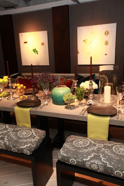 Richard Abrahamson of RJA Designs decorated a table for the Design Center at the Merchandise Mart. His farm-inspired decor included centerpieces filled with broccoli and lemons.