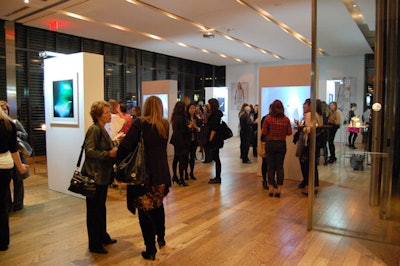 Following the press conference, event organizers removed the seating and transformed the space into a gallerylike setting for a cocktail party attended by 175 guests.