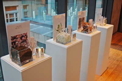 A display showcased the main notes in the fragrance, including ambrette, jasmine, and cedarwood.