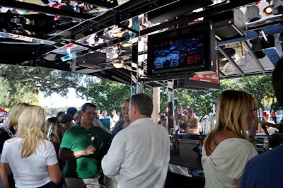 The Port-a-Party mobile sports bar was actually a semitrailer with sides that flipped up to reveal a fully equipped bar, complete with bar stools, flat-screen TVs, and ceiling fans.