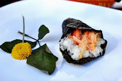 Sushi House, one of 36 restaurants at the festival, served several items, including a volcano hand roll with crab, scallops, and spicy mayonnaise.
