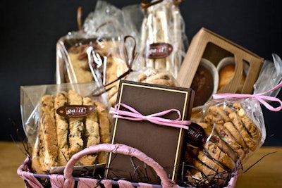 Sweet Galit's gift baskets can include items such as cookies, cakes, mini muffins, or homemade jams.