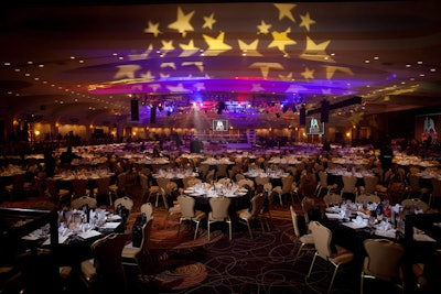Atmosphere Inc. created the American flag-inspired light scheme at Fight Night.