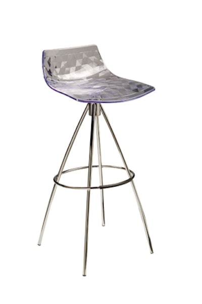 The Ice bar stool from Cort evokes a wintry look.