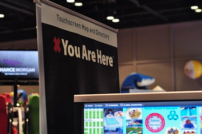 MarketArt Inc. placed 14 'You Are Here' touch screen kiosks around the expo floor to help attendees search, locate, and find their way to products and companies.