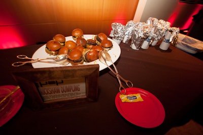 Rather than serve formal food in the office setting, the planners brought in Pop Burger and Rickshaw Dumpling House to supply nibbles.