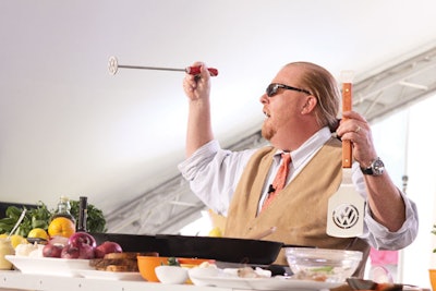 Following a Katy Perry concert, chef Mario Batali did a cooking demo in Times Square at the June launch of the 2011 Volkswagen Jetta.