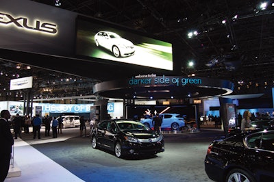 Lexus's booth at the New York International Auto Show in April was made of recycled and repurposed materials.