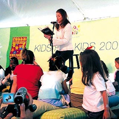 One of the numerous celebrities at the Kids for Kids to Benefit the Elizabeth Glaser Pediatric AIDS Foundation was Will & Grace star Debra Messing, who read to a group of children.