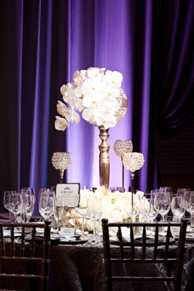 The flowers were a combination of several varieties of roses, hydrangeas, and phalaenopsis.