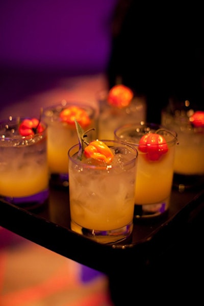 For the 'edgy' boutique section, caterer Creative Edge devised a special drink made with jalapeño-infused gin and pineapple juice.