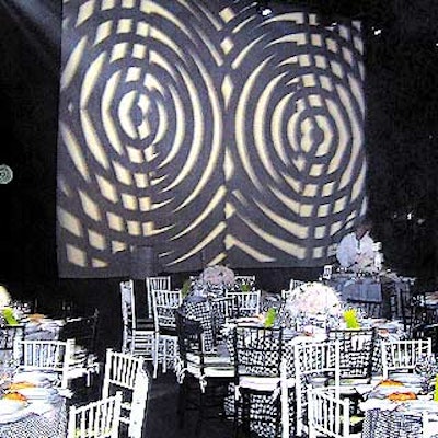 Avi Adler's decor for the dinner portion of the Robin Hood Foundation's annual gala was a vision in black and white, with lots of geometric patterns.