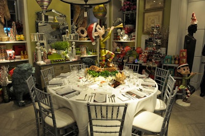 Teatro Verde's Shawn Gibson created three distinct looks for guests at the Yorkville Avenue store, including a whimsical Pixyland display with an elf centrepiece.