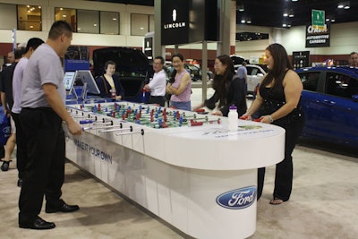 The Ford display included 11 hands-on activities, such as a large foosball table.