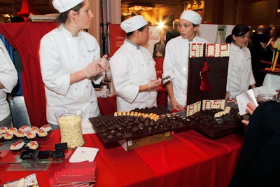 Student chefs from Kendall College acknowledged the evening's cause with a sign that used pieces of chocolate to spell out Stop AIDS.