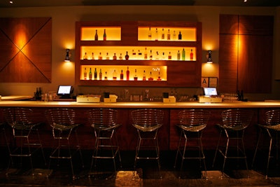 There are 12 Bertoia-style bar stools.
