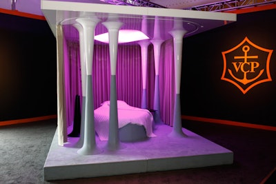 Designer Mathieu Lehanneur created a relaxing environment for Veuve Clicquot's sleep capsule installation 'Once Upon A Dream.' With the curtains closed, visitors can lay on the memory-foam mattress, choose their own LED lighting, and listen to an excerpt from the book The Widow Clicquot, read by models. A complimentary flute of champagne accompanies each 10-minute reading.