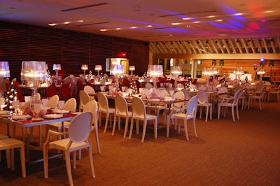 Eli Lilly hosted a seated dinner for about 180 guests in the library's Epic Hall.