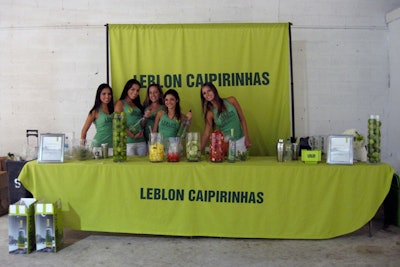 During Graffiti Gone Global's private preview on Tuesday, Leblon set up a bar in the satellite fair's 11,000-square foot Wynwood venue to serve caipirinhas, made with the natural cane cachaça liquor. The drink complemented the large-scale installation by Haas & Hahn, inspired by Brazil's favelas.