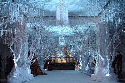 At the Washington National Opera's Opera Ball this year, plush white carpets and white birch trees helped transform the Russian embassy lobby into a winter landscape.