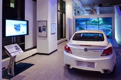 Buick is another key sponsor, and to provide a more interactive experience, the auto company built a custom installation to allow visitors to test-drive its new 2011 Regal vehicle virtually, with an immersive video wall.