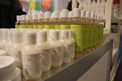 Kiehl's hawked its products for sale on the shopping floor.