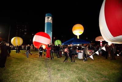 Rainbow City, the work of local artists Samuel Borkson and Arturo Sandoval III and their art collective FriendsWithYou, was an installation of inflatable sculptures at the intersection of 38th Street and NE 1st Court. It made its debut in Toronto in the summer.