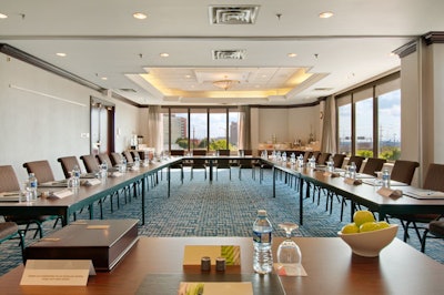 On the hotel's second-floor conference level, the Ontario room has 1,200 square feet of space. The room seats 22 in a classroom setting and holds as many as 60 for receptions.