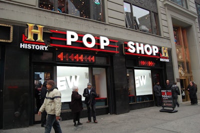 History's Pop Shop, at 1501 Broadway, sits in the busy area of Times Square, which the channel's marketing team hopes will bring it plenty of traffic during the holiday shopping season.