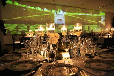 In the European room, Frost projected images of garden vistas and a chateau.