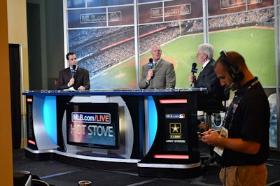 Various media outlets set up temporary studios on the hotel's fifth floor, including the Major League Baseball Network's Hot Stove program.
