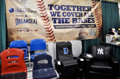 The trade show included more than 250 vendors selling everything for baseball, including a variety of stadium seats.