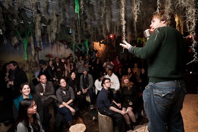 The fireside chat series consisted of four events with key partners. Each gathering featured a different performance, from the sketch comedy of the Upright Citizens Brigade at New York magazine's evening (pictured) to the spoken-word recital from The Onion columnist Smoove B.