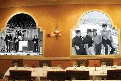 Images of the young Beatles at the Sahara contribute to a sense of history in the context of an overall more modern look.