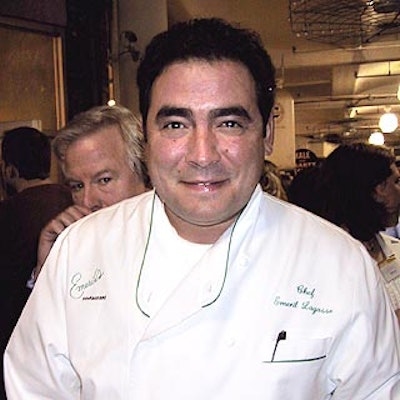 Emeril Lagasse appeared at the Chelsea Market for Child magazine's party to celebrate the chef's kid-friendly cookbook, Emeril's There's a Chef in My Soup!