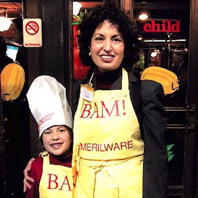 The mini chefs and their parents, including Linda Peters, Child's New York advertising manager, and her daughter, Avery Moyler, wore custom-made aprons from All Clad's Emerilware.