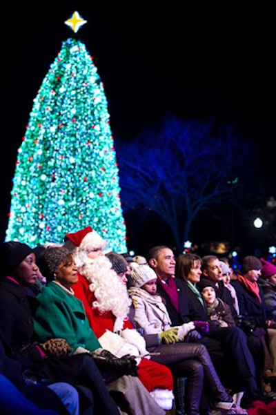 Santa joined the Obamas in the front row.