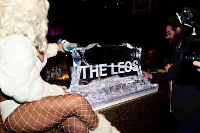 Earlier in the day, employees attended a breakfast meeting that had a 'Leo's' theme. The theme carried over to an ice luge at the afternoon-to-evening fete.
