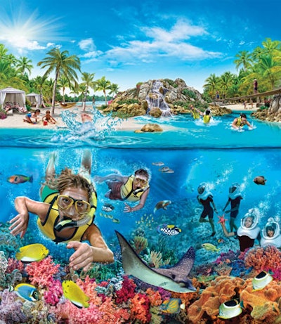 The Grand Reef at SeaWorld Orlando's Discovery Cove will feature multiple levels of exploration, from shallow waters to deeper swimming adventures.