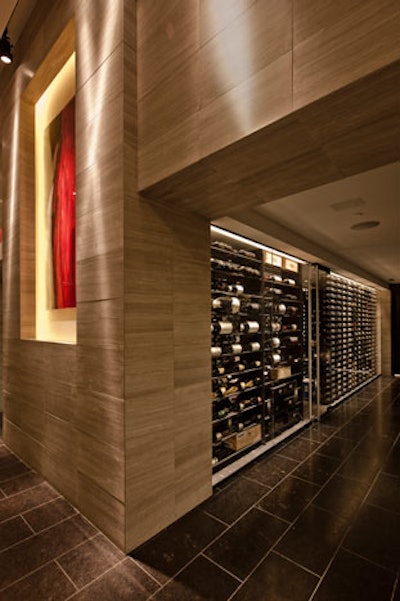 The wine cellar holds 3,500 bottles and includes about 600 different selections.