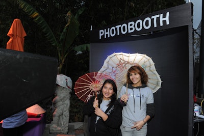 Polite in Public set up a photo booth with an elephant-theme backdrop and props.